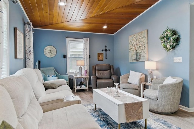 65 Holten St, Danvers, MA 01923 - living room featuring wood ceiling, wood finished floors, recessed lighting, crown molding, and baseboards