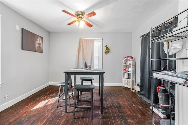 75 Winthrop Ave, West Warwick, RI 02893 - dining room with hardwood / wood-style flooring, a ceiling fan, and baseboards