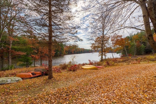 view of yard featuring a water view