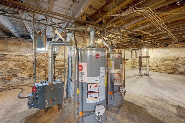 utility room with water heater