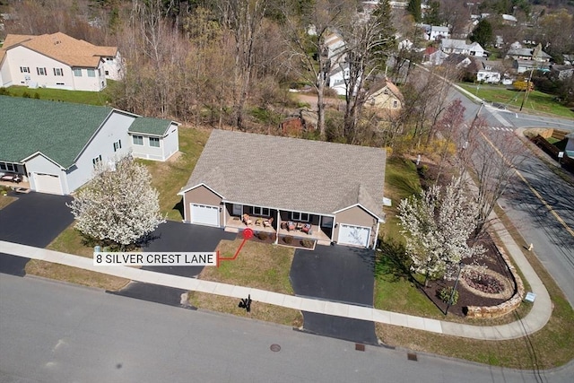 aerial view featuring a residential view