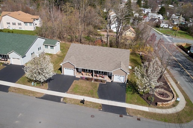 aerial view with a residential view