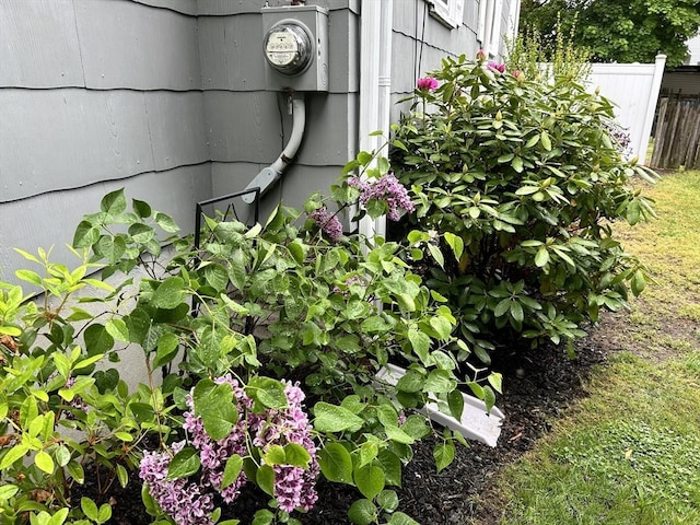 details with electric meter and fence