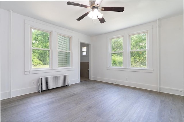 1194 Thorndike St, Palmer, MA 01069 - spare room featuring radiator, plenty of natural light, wood finished floors, and a ceiling fan