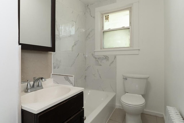 1194 Thorndike St, Palmer, MA 01069 - bathroom featuring radiator, vanity, a tub to relax in, and tile patterned floors
