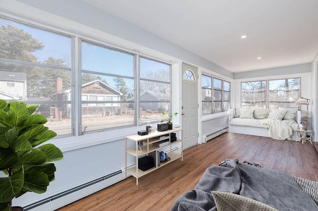 interior space with a baseboard radiator