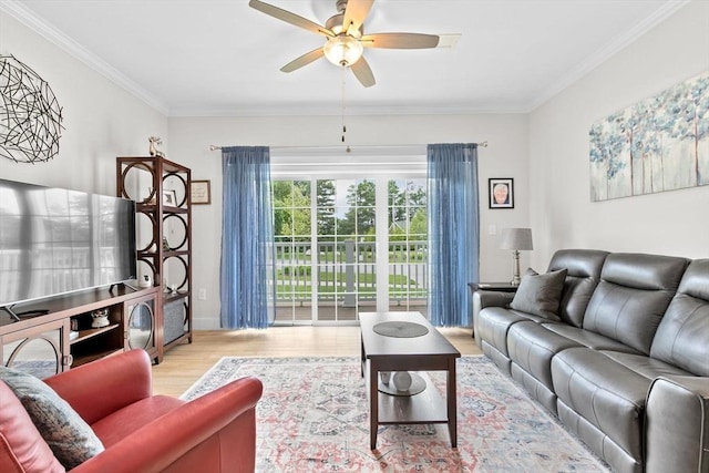 57 Long Point Rd Unit 110, Lakeville, MA 02347 - living room with wood finished floors, a ceiling fan, crown molding, and baseboards