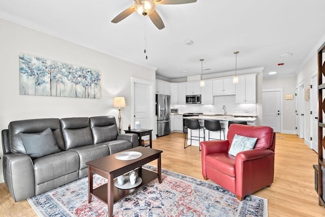 57 Long Point Rd Unit 110, Lakeville, MA 02347 - living room with ceiling fan, ornamental molding, light wood-style floors, and recessed lighting
