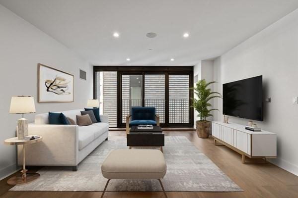 living room featuring light hardwood / wood-style floors