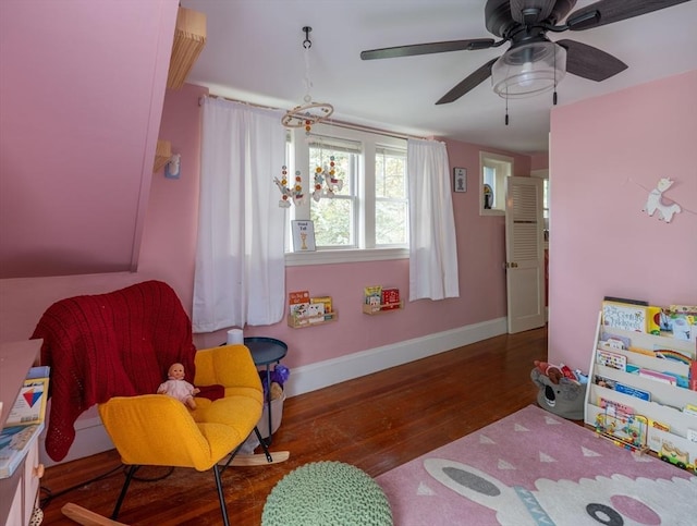 303 S St, Northampton, MA 01060 - bedroom with hardwood / wood-style floors, baseboards, and a ceiling fan