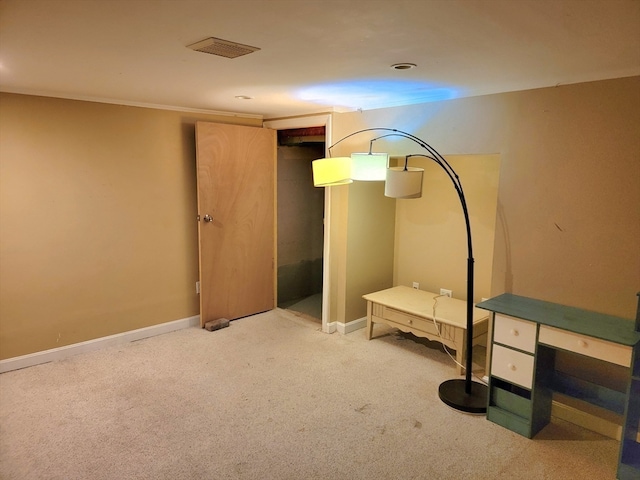 basement featuring carpet floors