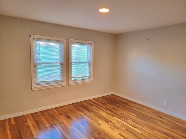 spare room featuring wood-type flooring