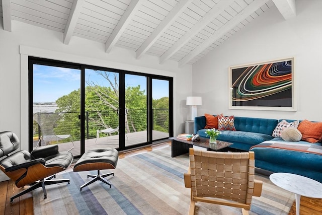 9 Upland Rd, Marblehead, MA 01945 - living room featuring wood finished floors and wooden ceiling