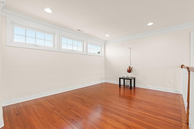 12 Bowood Ln Unit 36, Marlborough, MA 01752 - spare room with hardwood / wood-style floors, baseboards, crown molding, and recessed lighting