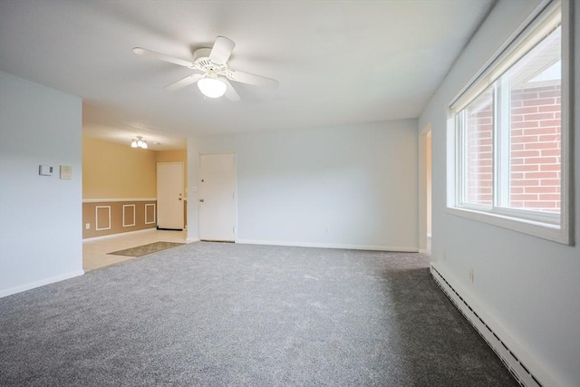 3 Dailey St Unit I, Attleboro, MA 02703 - carpeted spare room featuring a baseboard radiator and a ceiling fan