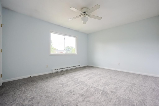 3 Dailey St Unit I, Attleboro, MA 02703 - empty room featuring a baseboard radiator, carpet floors, baseboards, and a ceiling fan