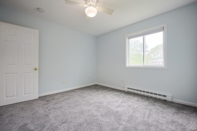 3 Dailey St Unit I, Attleboro, MA 02703 - carpeted empty room with a baseboard heating unit, a ceiling fan, and baseboards