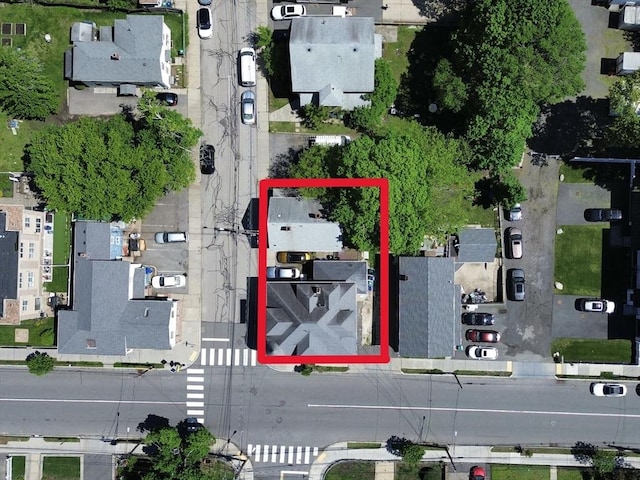 262 Adams St, Newton, MA 02458 - aerial view of property's location featuring nearby suburban area and property boundaries highlighted