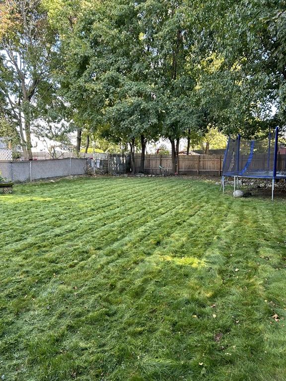 view of yard featuring a trampoline