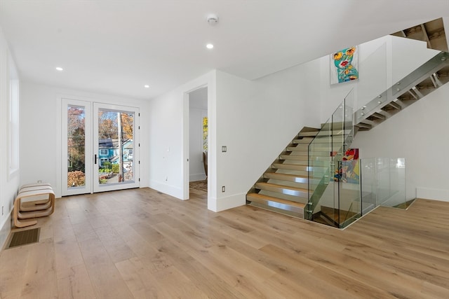 interior space with light hardwood / wood-style flooring