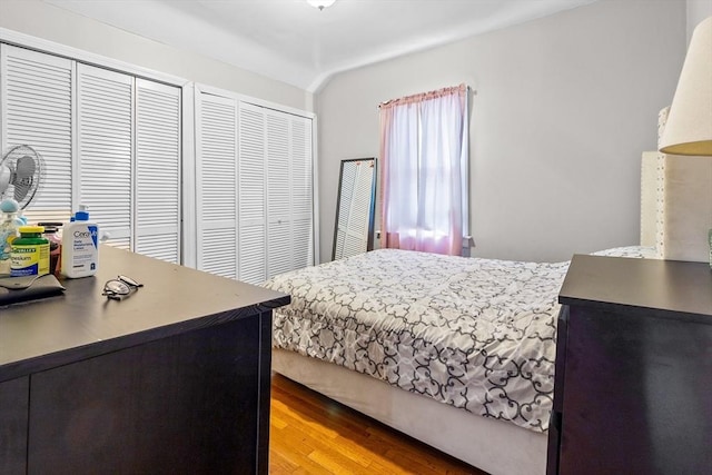 bedroom with light hardwood / wood-style floors