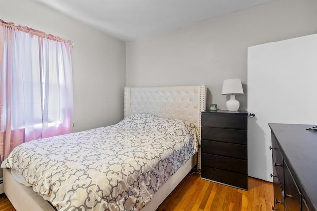 bedroom featuring multiple windows and hardwood / wood-style flooring