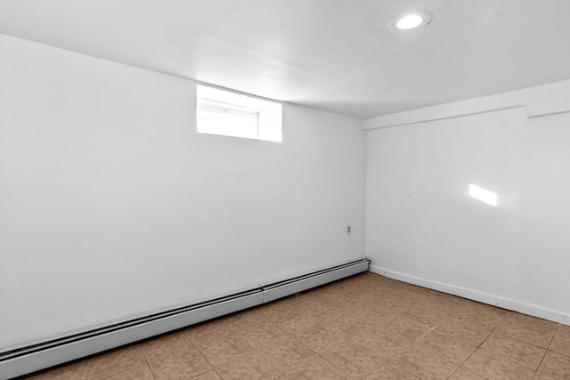 basement with a baseboard radiator