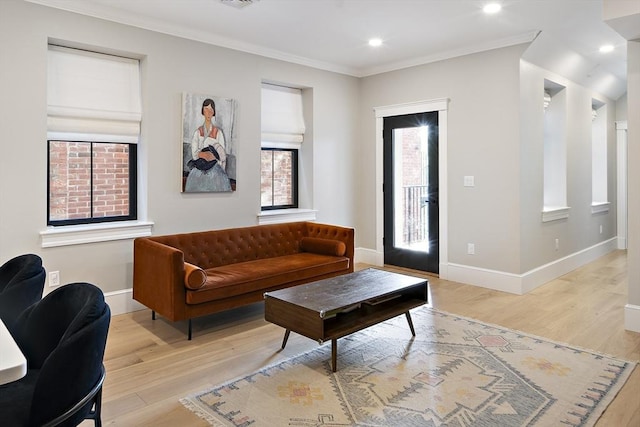 40 Mount Vernon St Unit 2, Boston, MA 02129 - living area featuring light wood-type flooring, recessed lighting, and crown molding