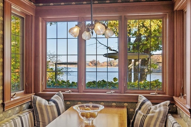23 Newmarch St, Ipswich, MA 01938 - sunroom / solarium with a water view and a chandelier