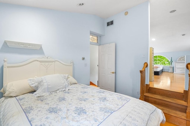 11 Bayside Dr, Wales, MA 01081 - bedroom with vaulted ceiling, recessed lighting, and wood finished floors