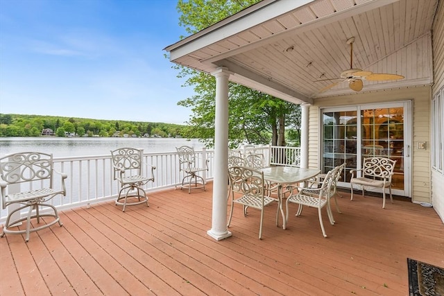 11 Bayside Dr, Wales, MA 01081 - deck with ceiling fan and a water view