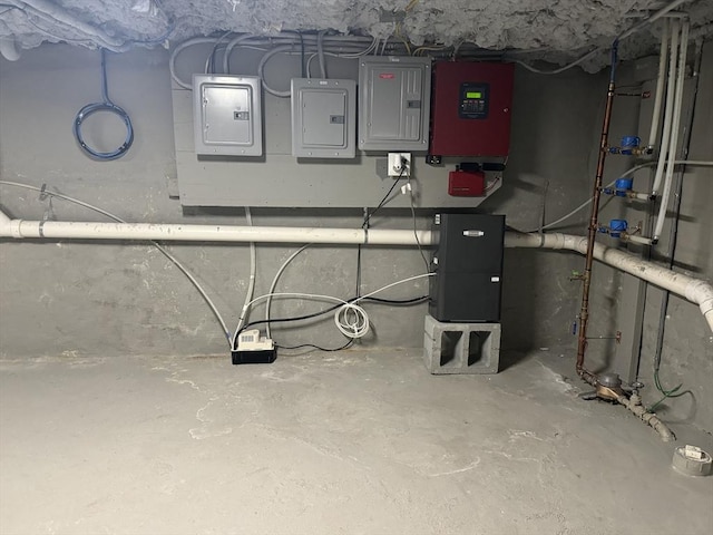 basement with electric panel