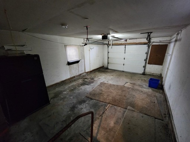 garage with fridge