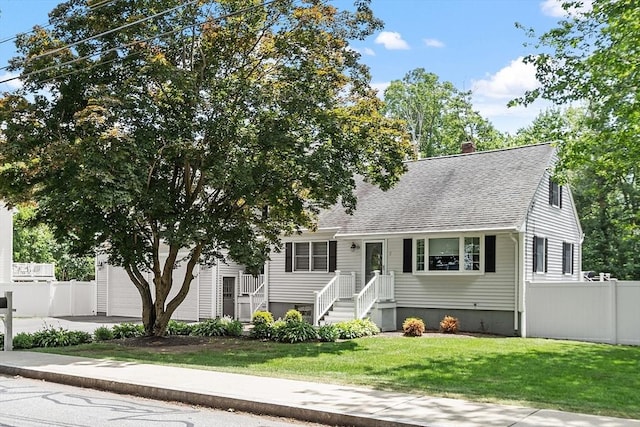 7 Campbell Rd, Billerica, MA 01821 - view of front of house with a shingled roof, a chimney, a garage, and concrete driveway