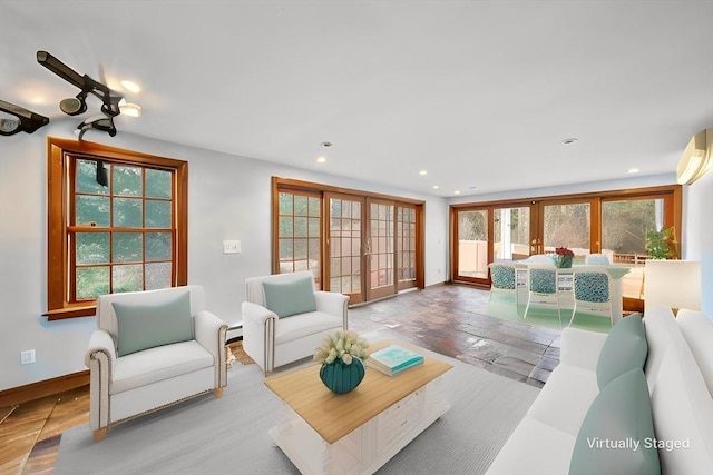 living room with french doors