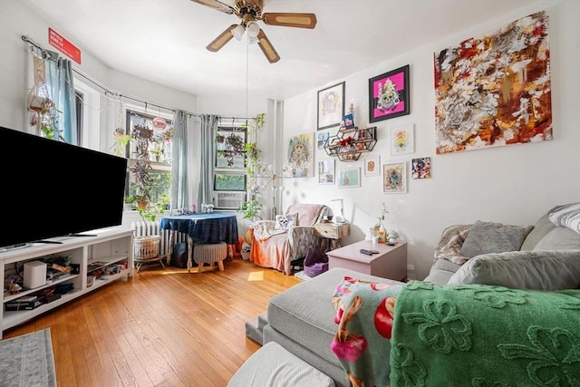 39 Glenville Ave Unit 2, Boston, MA 02134 - living room with ceiling fan, hardwood / wood-style floors, and cooling unit