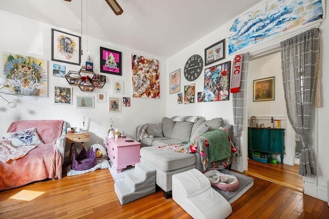 39 Glenville Ave Unit 2, Boston, MA 02134 - living room with hardwood / wood-style flooring and ceiling fan