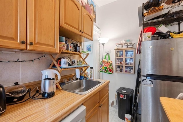 39 Glenville Ave Unit 2, Boston, MA 02134 - kitchen with freestanding refrigerator and light countertops
