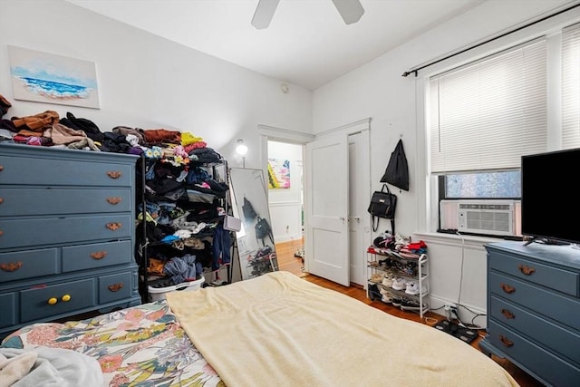 39 Glenville Ave Unit 2, Boston, MA 02134 - bedroom featuring wood finished floors, cooling unit, and a ceiling fan
