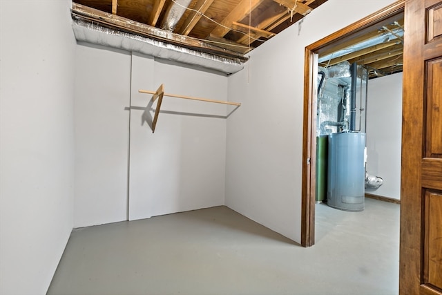 basement with water heater