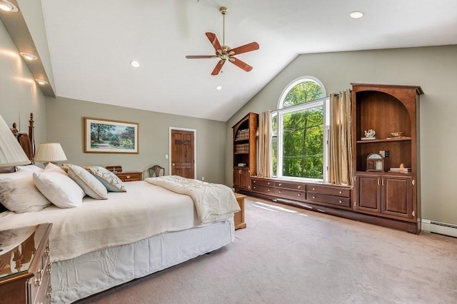2470 W St, Wrentham, MA 02093 - bedroom with carpet floors, recessed lighting, lofted ceiling, and a ceiling fan