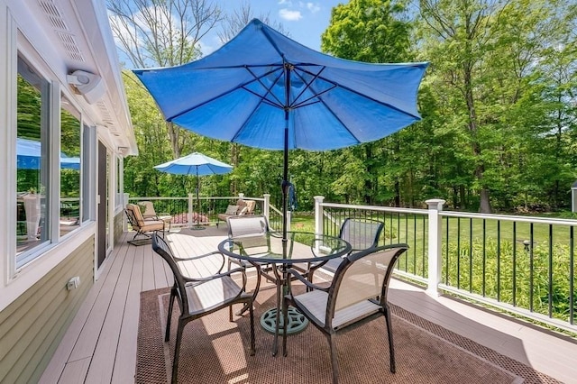 2470 W St, Wrentham, MA 02093 - wooden terrace featuring outdoor dining space and a yard