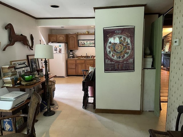 127 Depot Rd, Boxford, MA 01921 - hallway featuring a sink and crown molding