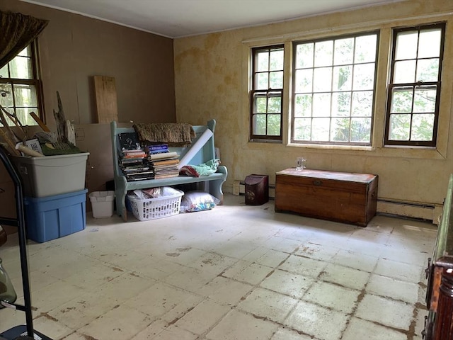 127 Depot Rd, Boxford, MA 01921 - miscellaneous room with baseboard heating and ornamental molding