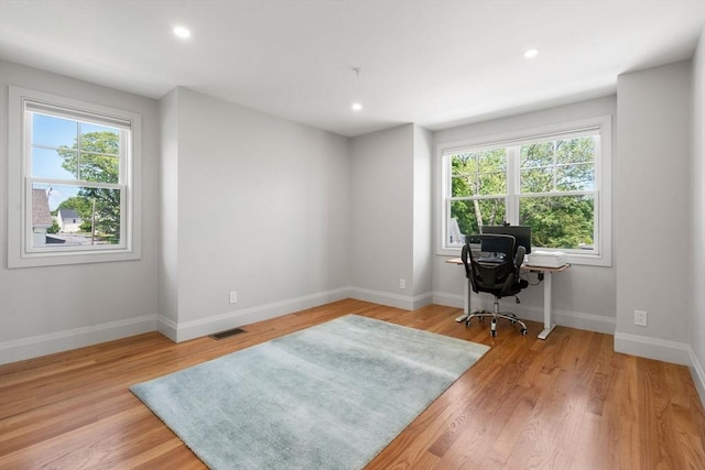 114 Broad St Unit D, Weymouth, MA 02188 - home office with light wood-type flooring, baseboards, and recessed lighting