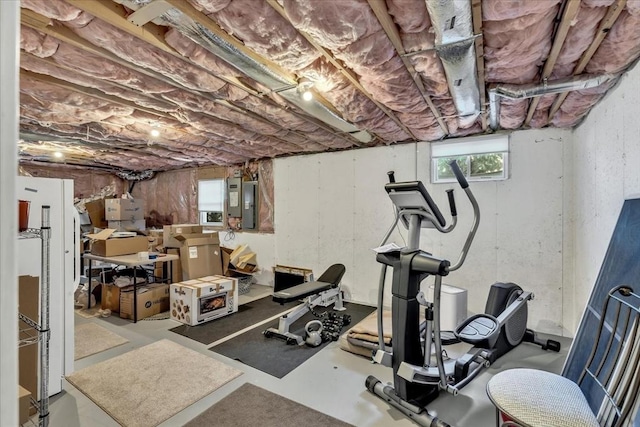 workout room with electric panel