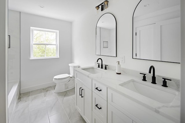19 Couture Way, Middleton, MA 01949 - bathroom with double vanity and marble look tiles