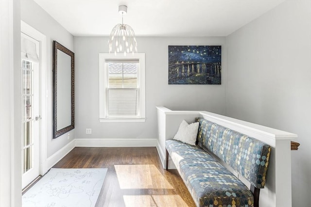95-97 Charlesbank Rd Unit 2, Newton, MA 02458 - sitting room with dark wood-type flooring and a chandelier