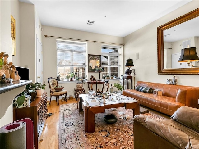 living area featuring light wood-type flooring