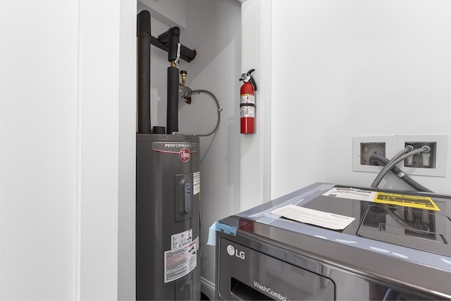 112 W Main Unit 5, Barnstable, MA 02601 - utility room featuring water heater and washer / dryer